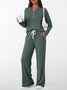 Damen Unifarben Zweiteiliges Set Täglich Langarm Lässig Frühling/Herbst Bluse mit Hose Matching Set