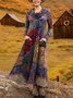 Damen Geometrisch Frühling/Herbst Kleid Wasserfallausschnitt Langarm H-Linie Kleid