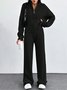 Damen Unifarben Zweiteiliges Set Täglich Langarm Lässig Frühling/Herbst Bluse mit Hose Matching Set