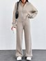 Damen Unifarben Zweiteiliges Set Täglich Langarm Lässig Frühling/Herbst Bluse mit Hose Matching Set