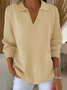 Damen Unifarben Langarm Bequem Lässig Print Pullover