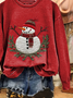 Lässig Rundhals Weihnachtsschneemann Sweatshirt Print