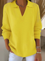 Damen Unifarben Langarm Bequem Lässig Print Pullover
