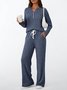 Damen Unifarben Zweiteiliges Set Täglich Langarm Lässig Frühling/Herbst Bluse mit Hose Matching Set