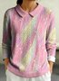 Damen Baumwolle Geometrisch Langarm Bequem Lässig Pullover