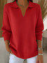 Damen Unifarben Langarm Bequem Lässig Print Pullover