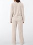 Damen Unifarben Zweiteiliges Set Täglich Langarm Lässig Frühling/Herbst Bluse mit Hose Matching Set