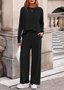 Damen Unifarben Zweiteiliges Set Täglich Langarm Lässig Frühling/Herbst Bluse mit Hose Matching Set