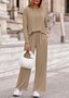Damen Unifarben Zweiteiliges Set Täglich Langarm Lässig Frühling/Herbst Bluse mit Hose Matching Set