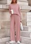Damen Unifarben Zweiteiliges Set Täglich Langarm Lässig Frühling/Herbst Bluse mit Hose Matching Set