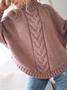 Damen Unifarben Langarm Bequem Straße Jacquard Pullover