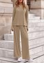 Damen Unifarben Zweiteiliges Set Täglich Langarm Lässig Frühling/Herbst Bluse mit Hose Matching Set