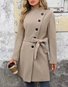 Damen Frühling/Herbst Oberbekleidung Lässig Unifarben Langarm Schalkragen Jacke