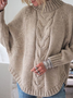 Damen Unifarben Langarm Bequem Straße Jacquard Pullover