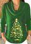 Damen Baumwolle Weihnachten Langarm Bequem Lässig Pullover