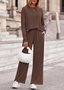 Damen Unifarben Zweiteiliges Set Täglich Langarm Lässig Frühling/Herbst Bluse mit Hose Matching Set