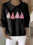 Damen Weihnachten Langarm Bequem Lässig Print Pullover