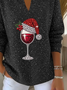 Damen Weihnachten Langarm Bequem Lässig Print Pullover