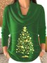 Damen Baumwolle Weihnachten Langarm Bequem Lässig Pullover
