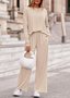 Damen Unifarben Zweiteiliges Set Täglich Langarm Lässig Frühling/Herbst Bluse mit Hose Matching Set