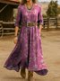 Damen Verlaufsmuster Frühling/Herbst Kleid V-Ausschnitt Langarm H-Linie Kleid
