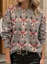 Damen Weihnachten Langarm Bequem Lässig Print Pullover