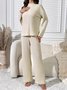 Damen Unifarben Zweiteiliges Set Täglich Langarm Lässig Frühling/Herbst Bluse mit Hose Matching Set