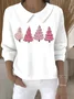 Damen Weihnachten Langarm Bequem Lässig Print Pullover