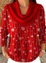 Damen Baumwolle Geometrisch Langarm Bequem Lässig Pullover