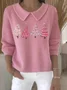 Damen Weihnachten Langarm Bequem Lässig Print Pullover
