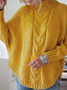 Damen Unifarben Langarm Bequem Straße Jacquard Pullover