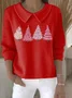 Damen Weihnachten Langarm Bequem Lässig Print Pullover
