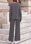 Damen Unifarben Zweiteiliges Set Täglich Langarm Lässig Frühling/Herbst Bluse mit Hose Matching Set