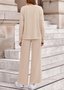Damen Unifarben Zweiteiliges Set Täglich Langarm Lässig Frühling/Herbst Bluse mit Hose Matching Set