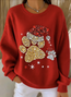 Lässig Rundhals Tier Sweatshirt