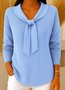 Damen Baumwolle Unifarben Langarm Bequem Lässig Pullover