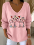 Damen Baumwolle Tier Langarm Bequem Lässig Pullover