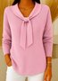 Damen Baumwolle Unifarben Langarm Bequem Lässig Pullover