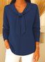 Damen Baumwolle Unifarben Langarm Bequem Lässig Pullover