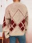 Damen Baumwolle Geometrisch Langarm Bequem Lässig Pullover