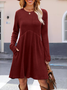 Damen Unifarben Frühling/Herbst Nahtverarbeitung Kleid Rundhals Langarm Tanktop A-Linien-Kleid