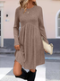 Damen Unifarben Frühling/Herbst Nahtverarbeitung Kleid Rundhals Langarm Tanktop A-Linien-Kleid