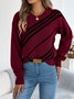 Damen Baumwolle Geometrisch Langarm Bequem Lässig Pullover