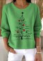 Damen Baumwolle Weihnachten Langarm Bequem Retro Pullover