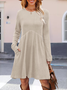 Damen Unifarben Frühling/Herbst Nahtverarbeitung Kleid Rundhals Langarm Tanktop A-Linien-Kleid