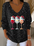 Damen Baumwolle Weihnachten Langarm Bequem Lässig Pullover