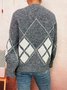 Damen Baumwolle Geometrisch Langarm Bequem Lässig Pullover