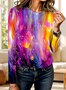 Retro Geometrisch Rundhals Langarm T-Shirt