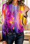 Retro Geometrisch Rundhals Langarm T-Shirt