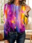 Retro Geometrisch Rundhals Langarm T-Shirt